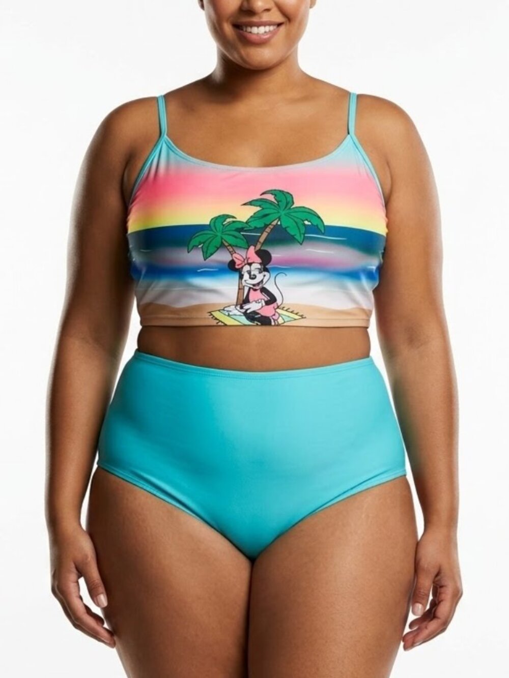 Disney Minnie Mouse Tropical Sunset High Waisted Bikini Set Plus Size 2X